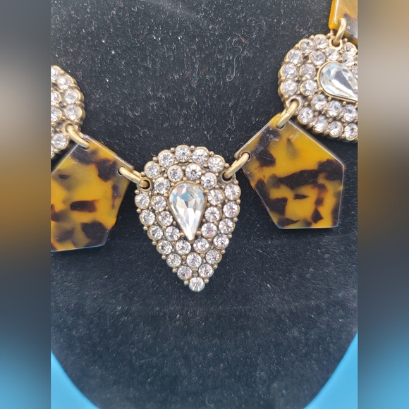 J. Crew Tortoise Shell & Crystal Teardrop Necklace - Picture 2 of 9